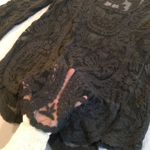 Sheer Lace Blouse with Bell Sleeves - Picture 3 of 4